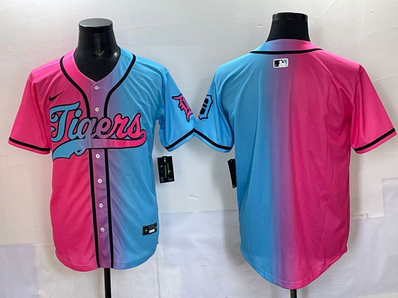 Men 2025 Detroit Tigers Blank Blue pink Game Nike MLB Jersey style 01->detroit tigers->MLB Jersey